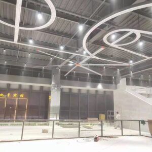 HVLS ceiling fans in a hotel atrium lobby
