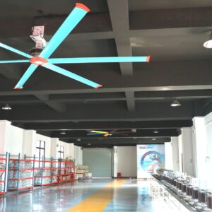HVLS ceiling fans in a manufacturing workshop