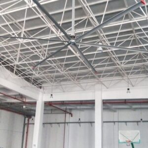 HVLS ceiling fans at an outdoor stadium sports field